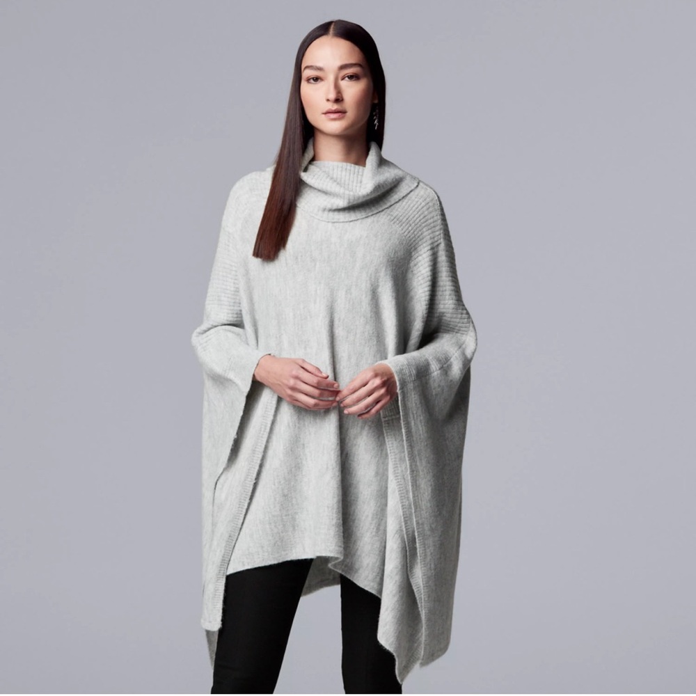 Simply Vera Vera Wang Sweater Poncho Gray L/XL